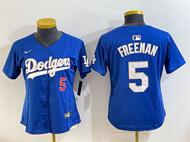 Youth Los Angeles Dodgers #5 Freddie Freeman Royal/Gold Limited Stitched Baseball Jersey